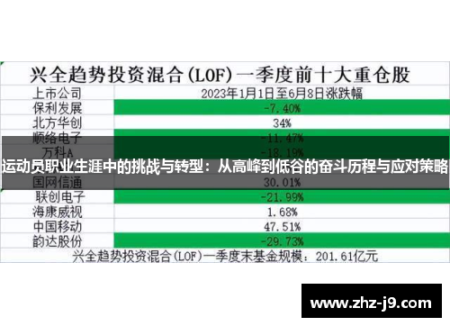 运动员职业生涯中的挑战与转型：从高峰到低谷的奋斗历程与应对策略