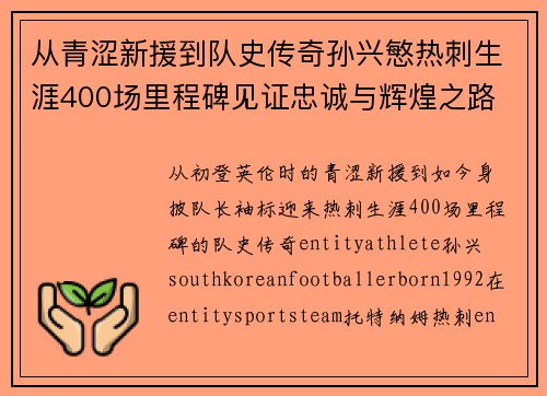 从青涩新援到队史传奇孙兴慜热刺生涯400场里程碑见证忠诚与辉煌之路 ⚽🔥 从青涩新援到队史传奇孙兴慜热刺生涯400场里程碑见证忠诚与辉煌之路 ⚽🔥
