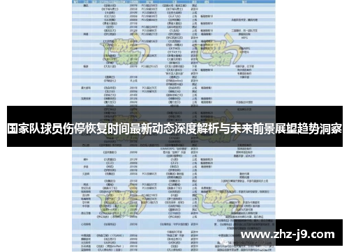 国家队球员伤停恢复时间最新动态深度解析与未来前景展望趋势洞察 国家队球员伤停恢复时间最新动态深度解析与未来前景展望趋势洞察